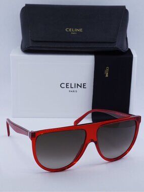 Celine CL40006I 66K Aviator Sunglasses - Red / Grey